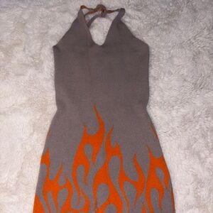 Forever 21 Gray and Orange Backless Dress